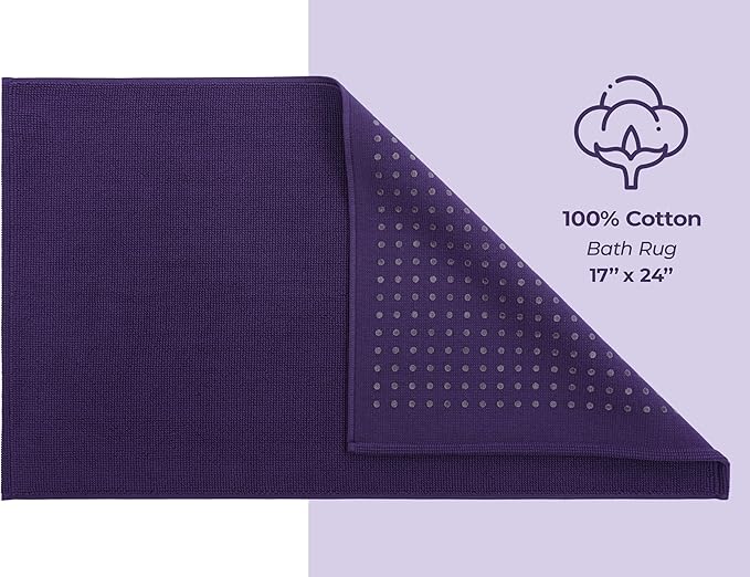American Soft Linen Bath Rug, 17 in 24 in 100% Cotton Bath Mats Rugs for Bathroom, Slip Reducer Washable Shaggy Form Area Rugs, Purple Bath Rug