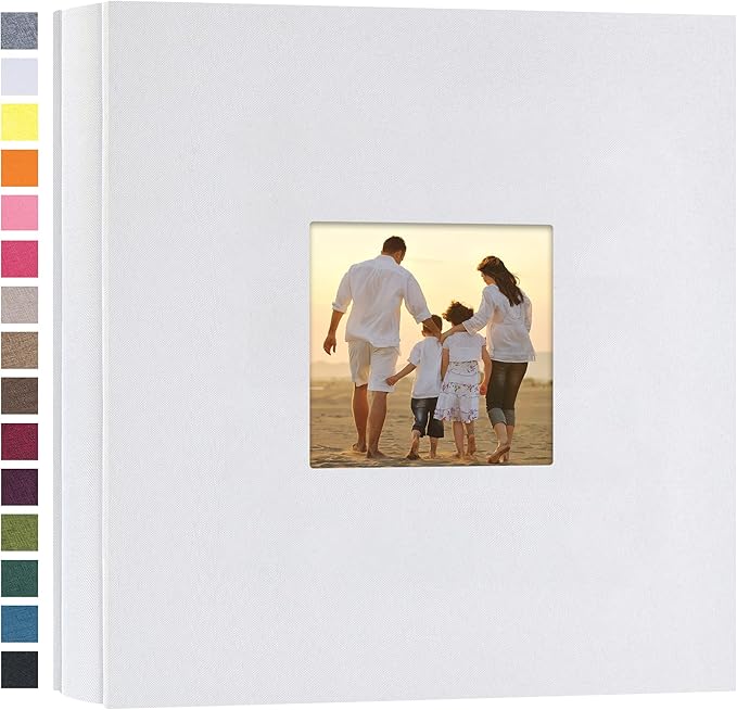 potricher Small Photo Album 4x6 200 Photos Linen Cover Picture Photo Book for Family Wedding Anniversary Baby Vacation (White,200 Pockets)