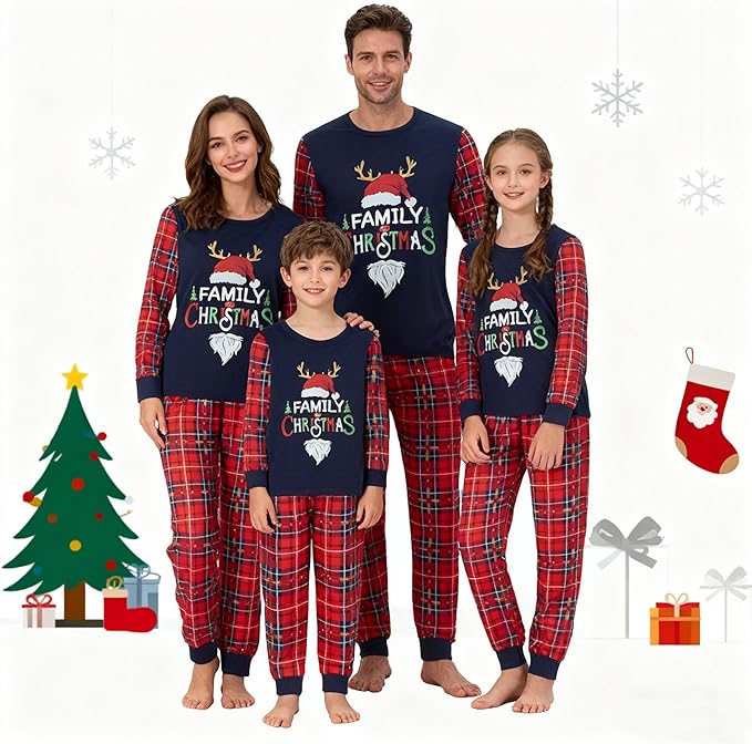 WephuPSho Christmas Family Matching Pajamas, Festive Xmas Jammies Sets for the Whole Family, Holiday Pjs Christmas