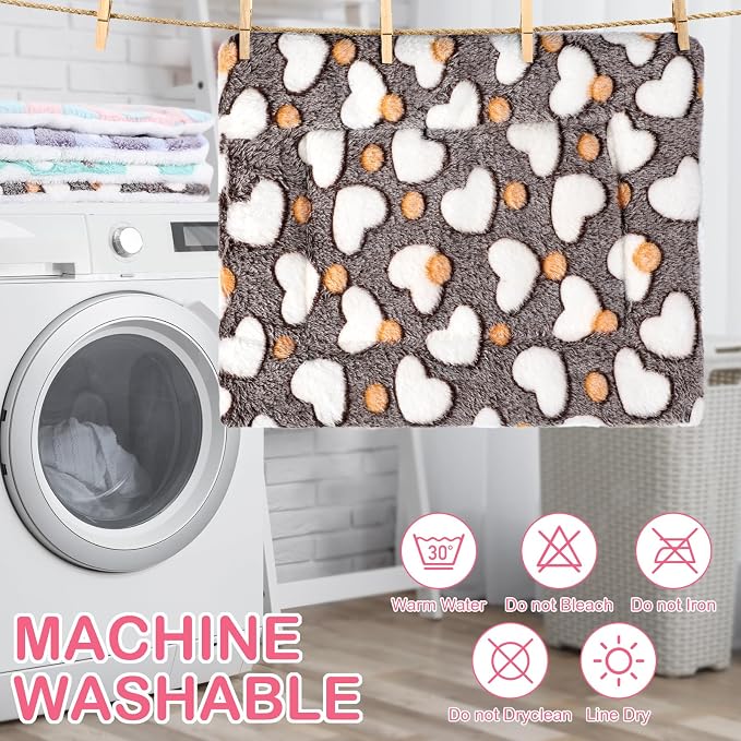 Haull 4 Pcs Waterproof Guinea Pig Bedding Soft Dog Cat Bed Crate Mat Small Animal Plush Cage Liners Rabbit Bunny Kennel Pad Reversible Cozy Pee Thickened Hamster Pad(Heart,13 x 10 Inch)