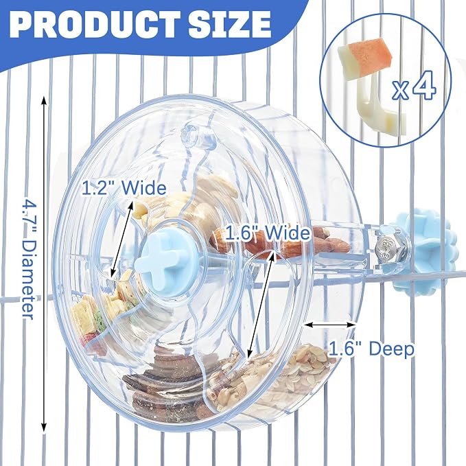 BNOSDM Bird Foraging Toy Creative Feeder Systems with Seed Food Rotating Wheel for Enrichment & Training Parrot Puzzle Toys Ideal for Small and Medium Cockatiel Parakeet Conure(Blue)