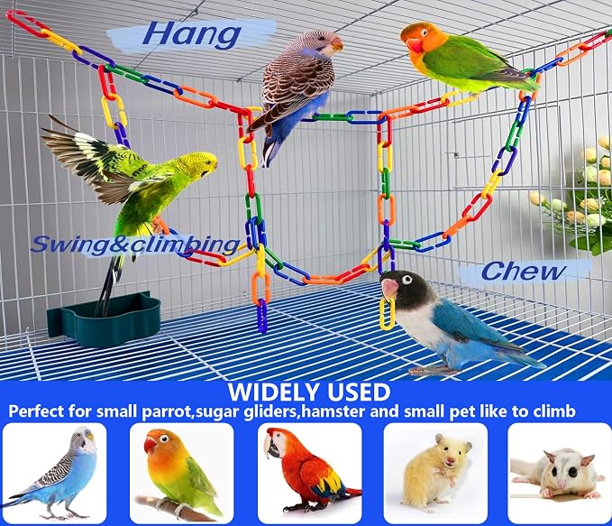 600Pcs Rainbow C-Clips Plastic Chain Links for Birds & Small Pets | Non-Toxic Safe & Durable. Chew-Resistant For Indoor/Outdoor. C-Clip Snaps Together Easily. Plastic Chain Toy For Small Pets
