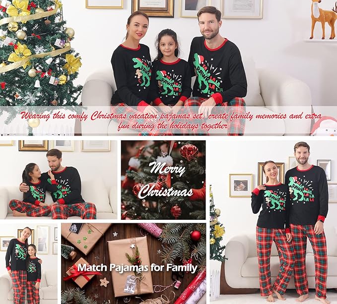 ANGELGGH Matching Christmas Pajamas for Family, Cute Vacation PJs Sets for Couples/Women/Men, Xmas 2 Piece Jammies Sleepwear