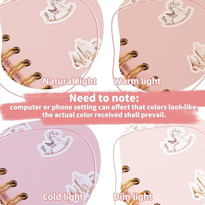 Vienrose Kids Scrapbook Album 8.5"X8.3" with Window Silk Fabric Cover Acid-Free Pages Personalised DIY Photos Scrapbooking for Baby Memory Book, First Year Keepsake Journal Gift Boy Girl, Pink