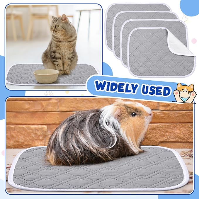16 Pcs Guinea Pig Cage Liners Bulk 12 x 16 Inch Washable Guinea Pig Pee Pads Waterproof Reusable Anti Slip Rat Bedding Fast Absorbent Pee Pad for Small Animals Rabbit Hamster Rat
