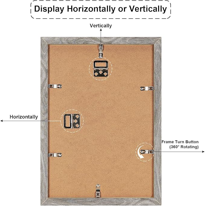9x13 Collage frame with 4 Openings 4X6 Pictures, Multiple Picture Frame with Mat, Wall or Tabletop Decor, Grey Wood Grain,2 Pack