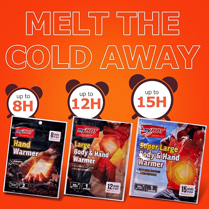 Long Lasting Hand Warmers & Body Heat Packs - Large Size (30 Count Bulk) - Up to 15 Hour Disposable Air-Activated Warmers for Cold Weather, Camping & Skiing - Made in Korea,