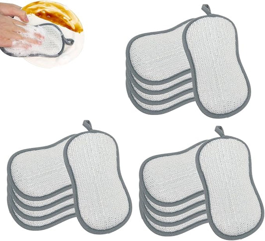 Multifunctional Double Wire Dishwashing Rags, 2026 New Multipurpose Sponge, Durable Cleaning Cloth for Home Kitchen,Dish Sponge for Kitchen Cleaning, Reusable Cleaning Pad for Families (15)