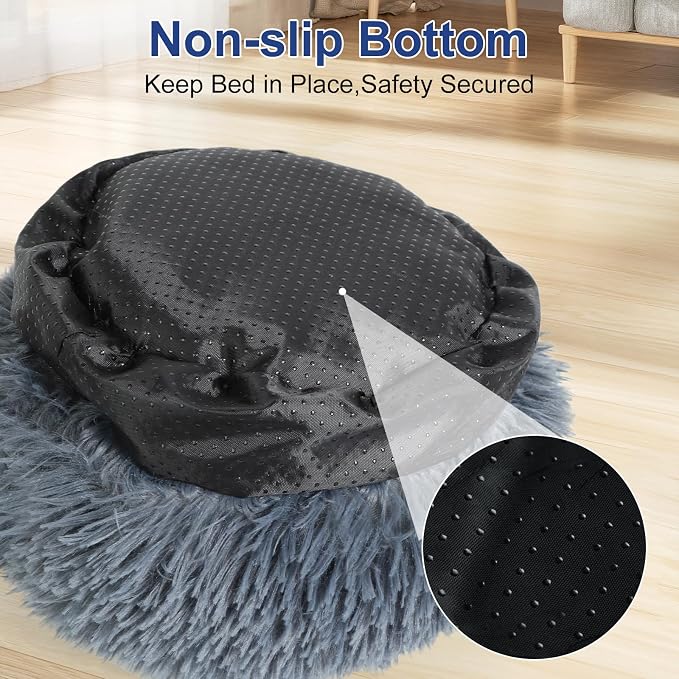 Guinea Pig Hideout, Doughnut Guinea Pig Bed, Rabbit Bunny Hideout(Black) | Washable Hamster Rabbit Bunny Bed with Hooded Cover, Calming Round Cave Beds for Small Animal Bunny Rabbit Hideout