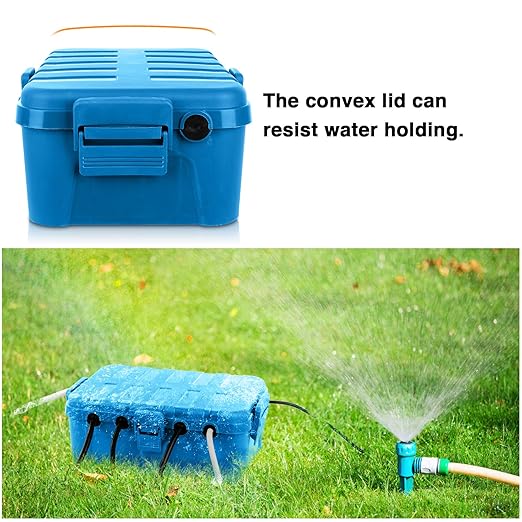 Flemoon Large Outdoor Electrical Box (12.5 x 8.5 x 5 inch), IP54 Waterproof Outdoor Extension Cord Cover Weatherproof, Protect Outlet, Plug, Socket, Timer, Power Strip, Holiday Light Decoration, Blue