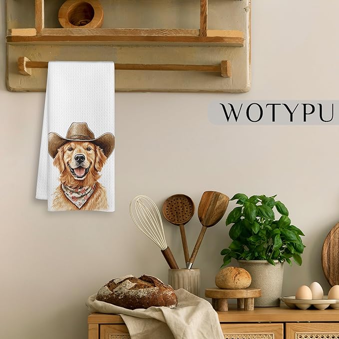 Golden Retriever Gifts Kitchen Towels, Golden Retriever Dog Gifts for Women Dish Tea Towel for Kitchen Decor, Golden Retriever Gifts Hand Towels for Bathroom Decor, 16X24 Inch