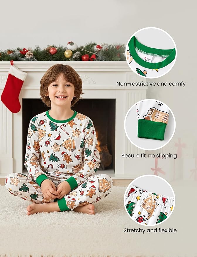 PATPAT Christmas Family Matching Pajama Sets Includes Christmas Socks - Perfect for Family Photos & Holiday Celebrations