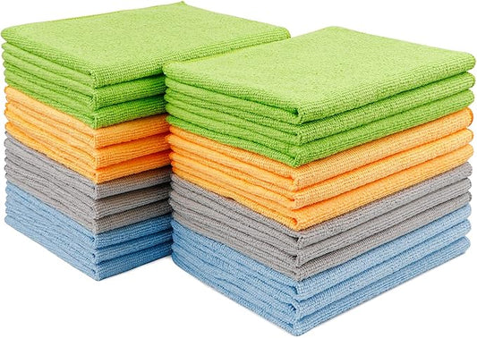 AIDEA Microfiber Cleaning Cloth 24 Pack, Microfiber Towels for Cars, Soft & Absorbent Cleaning Rags, Premium Lint Free Shop Towels for House, Kitchen, Car, 12inx16in