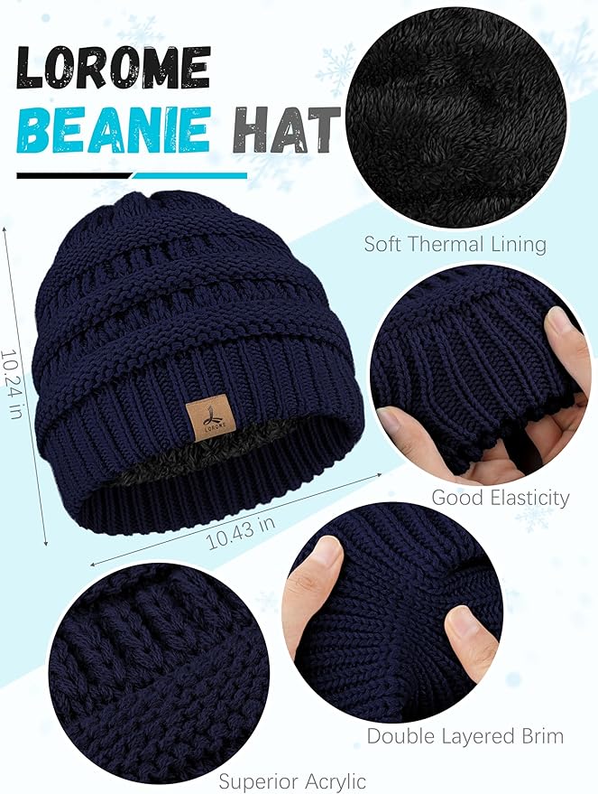 Winter Beanie Hat Scarf Gloves, Warm Fleece Knit Hats Touch Screen Gloves Neck Scarf Set Winter Gifts for Unisex Adult