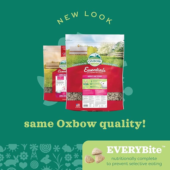Oxbow Essentials Adult Rat Food - All Natural Adult Rat Food - 20 lb. | Uniform Rat Food Pellets, Veterinarian Recommended, Vitamins And Minerals, Uniform, Made In USA, Daily Food for Adult Rats