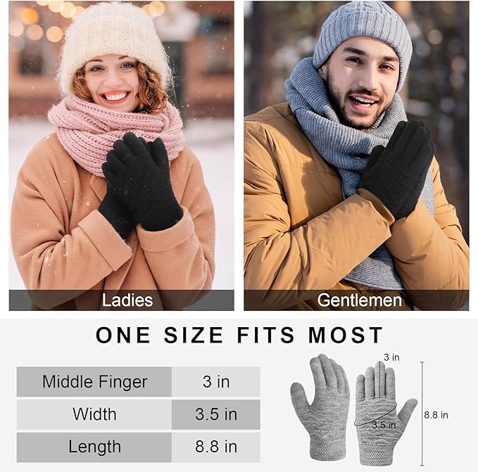 Trifabricy Winter Gloves for Women, Warm Fleece Lined Womens Gloves, Knit Glove for Women, Touchscreen Glove for Cold Weather
