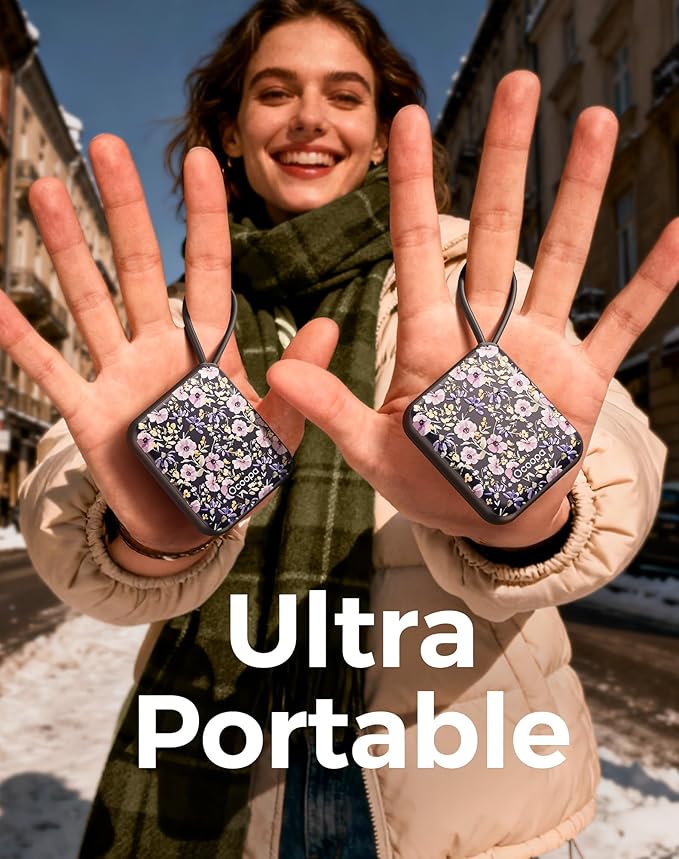 OCOOPA Hand Warmers Rechargeable, Smart Temp Control,100℉ -126℉, UL Safe, 7H*2 Long Battery, Small Palm-Sized Slim Fits Gloves, Purse, Camping, Travel, Cold Hands Gifts Women,UT5 Nano