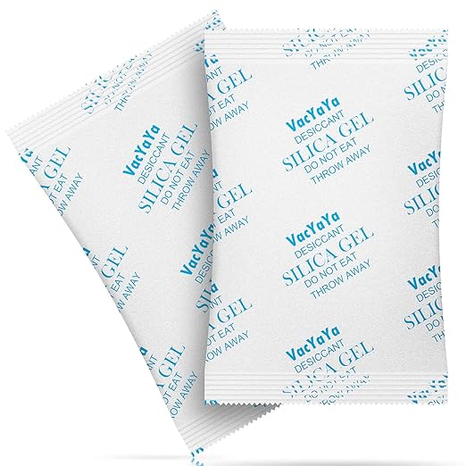 VacYaYa 20 Gram(50Packs) Food Grade Moisture Absorbers Silica Gel Packs Desiccant for Storage,Food Safe Dessicant Silica Gel Packets for Moisture Storage Control