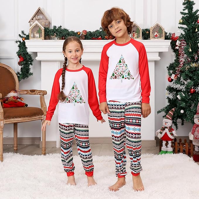 PYAEAS Matching Family Pajamas Sets Christmas PJ's Jammies Holiday Sleepwear Loungewear for Adult Women Men Xmas Outfits