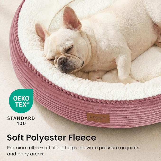 Love's cabin Round Donut Cat and Dog Cushion Bed, 30in Pet Bed for Medium or Large Dogs, Anti-Slip & Water-Resistant Bottom, Soft Durable Fabric Pet Beds, Washable Calming Cat Bed, Dusty Rose