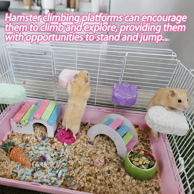 4 Pack Hamster Rat Lava Ledge Platform Teeth Grinding Chewing Toy (S) | Chinchillas Pumice Teeth Grinding Block Perch Stand Jumping Platform Small Animals Cage Accessories for Gerbil Mouse Bird