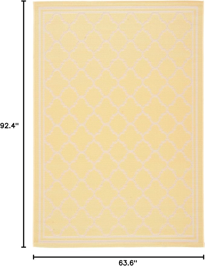 SAFAVIEH Washable Rug Outdoor Courtyard Collection - 5'3" x 7'7", Gold & Beige, Non-Shedding & Easy Cleaning, Ideal for Patio, Backyard, Mudroom (CY6918-30621)