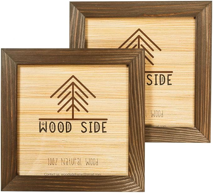Rustic Wooden Square Picture Frames 8x8 - Set of 2-100% Natural Solid Eco Wood with Real Glass for Wall Mounting and Tabletop Photo Frame - Brown Wenge