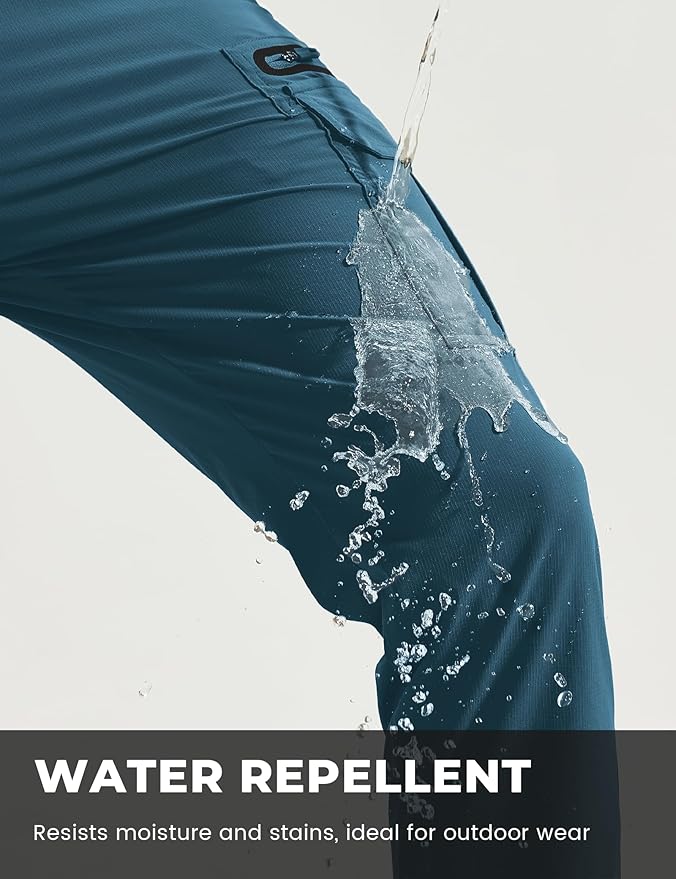 MOURCE Hiking Pants Men Lightweight Quick-Dry - Water Resistant Stretch Travel Pants with 7 Pockets for Outdoor Fishing