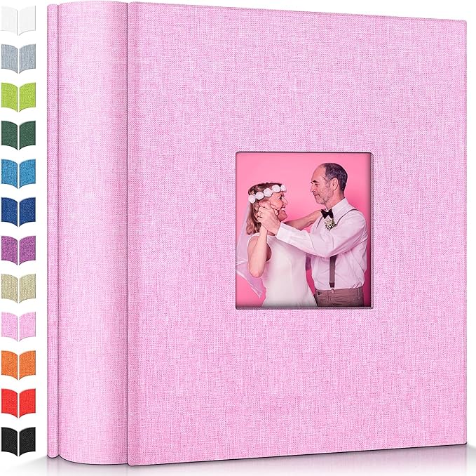Photo Album 4x6 with 1000 Pockets,Slip-in Picture Albums,Linen Cover Memory Book with Front Window,White Page Vertical Photo Book for Wedding,Family,Anniversare,Baby,Vacation