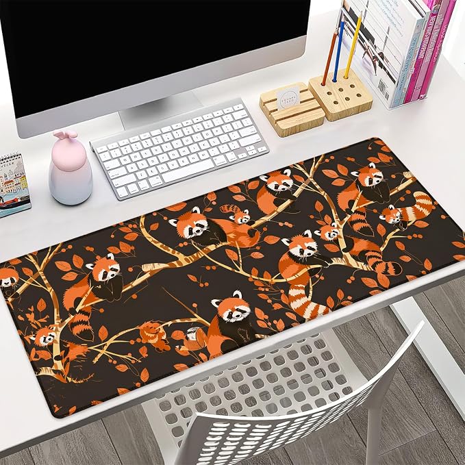 Red Pandas Gaming Mouse Pad Gifts 31.5" x 11.8", Non-Slip Rubber Base MousePads for Computers Laptop School Office Home Accessories Decor, Mouse Pad, Keyboard Desk Mat