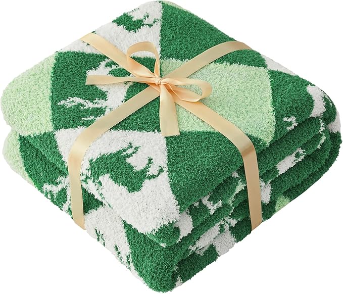 CYMULA Christmas Knit Throw Blanket - Super Soft Cozy Fuzzy Blankets for Couch, Sofa & Bed, Holiday Throw Blanket，60"x80"