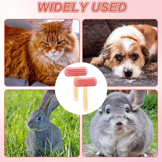 2Pcs Rabbit Brush Soft Bunny Grooming, Soft Silicone Small Animal Massage Comb, Practical Brush Bunny Grooming Kit Supplies Suitable for Cats Puppies & Other Pets