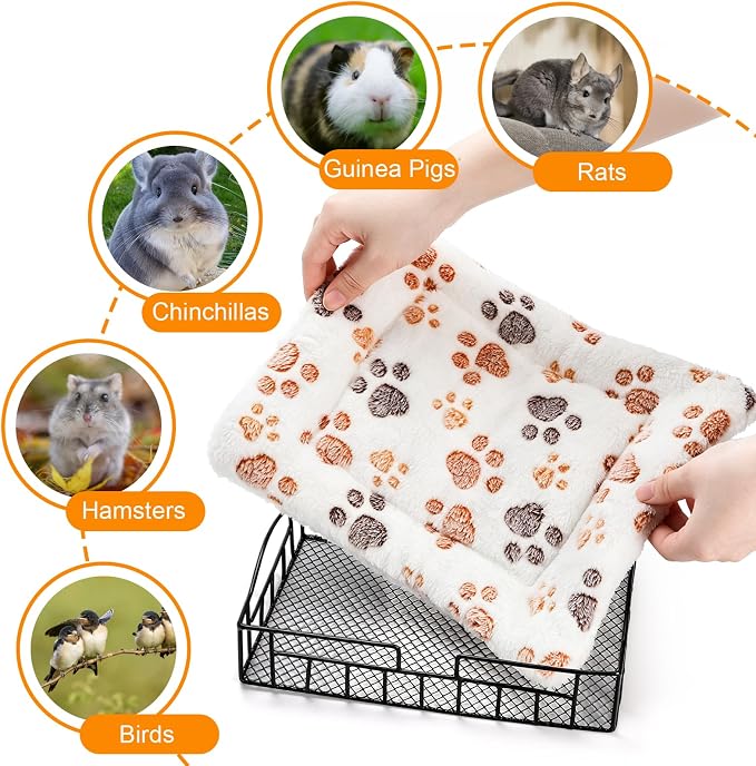 Hacaroa Rat Cage Platform with Mat, Hanging Guinea Pig Bed Basket Metal Squirrel Cage Ledge Bird Perch, Chinchilla Cage Accessories Small Animal Habitat for Hamster, Ferret, Gerbil, Easy to Clean