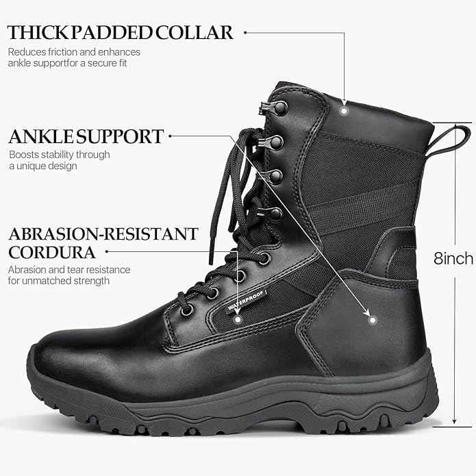 FREE SOLDIER Men's Work Tactical Boots 8 Inches Lightweight Combat Boots Durable Suede Leather Military Boot Desert Boot