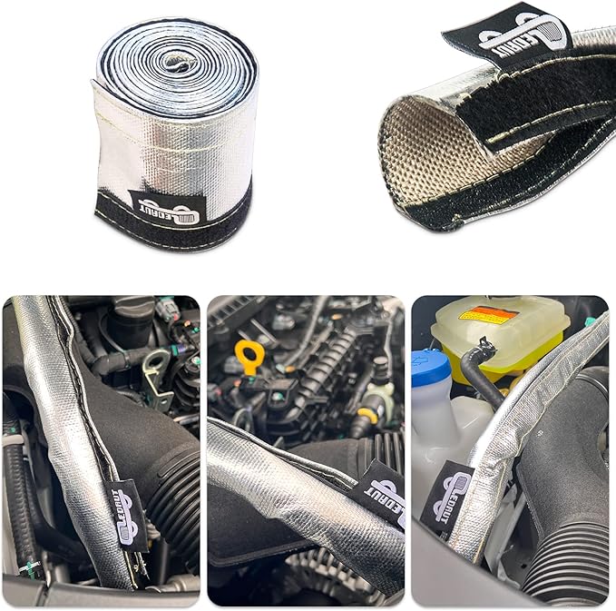 Heat Shroud Aluminized Sleeving Heat Shield Fuel line Wire Heat Sleeve 1" I.D. x 10FT with 20 Pcs 7.8Inch Stainless Steel Cable Metal Zip Ties
