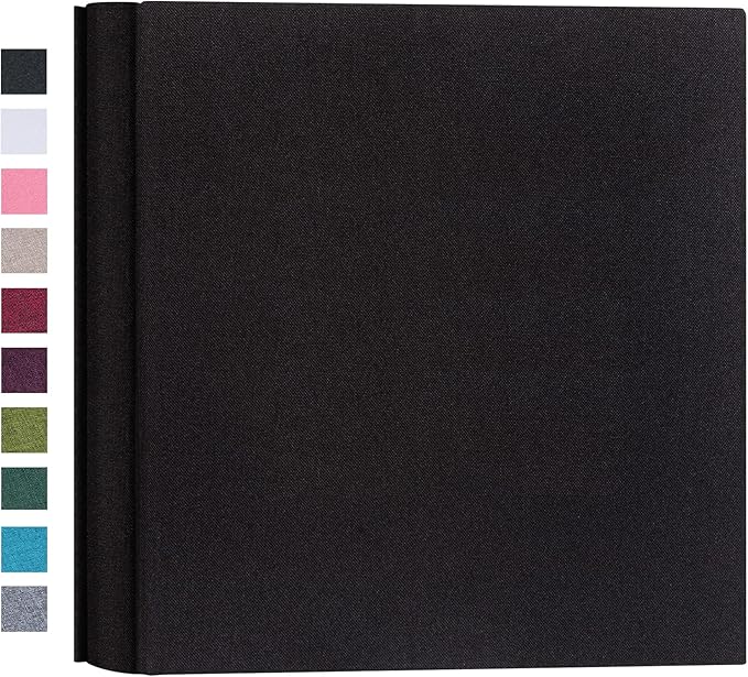 Mublalbum Small Photo Album 4x6 200 Photos Linen Cover Picture Book with Horizontal Pockets for Family Wedding Baby and Anniversary (Black)