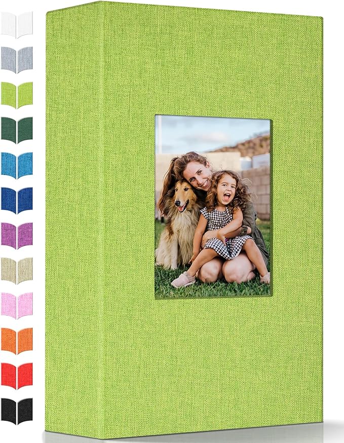 Photo Album 4x6 with 300 Pockets,Slip-in Picture Albums,Linen Cover Memory Book with Front Window,White Page Vertical Photo Book for Wedding,Family,Anniversare,Baby,Vacation