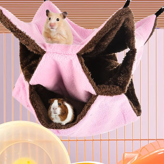 3 Tier Ferret Rat Hammock,Guinea Pig Cage Accessories,11.8x11.8 Inches,Pet Cage Hanging Bunkbed Hammock for Small Animals,Guinea Pig,Ferret,Kitten,Squirrel,Chinchilla,Rat,Parrot | Rat Hammock for Cage, Pet Cage Hanging Hammock, Small Animals, Guinea Pi...