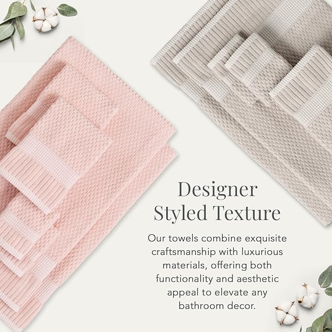 NY Loft 100% Cotton 2 Pack Bath Sheet Towel Set | Extra Large Oversize Bath Towels | Absorbent & Quick-Dry | Textured and Durable Cotton | Light Taupe