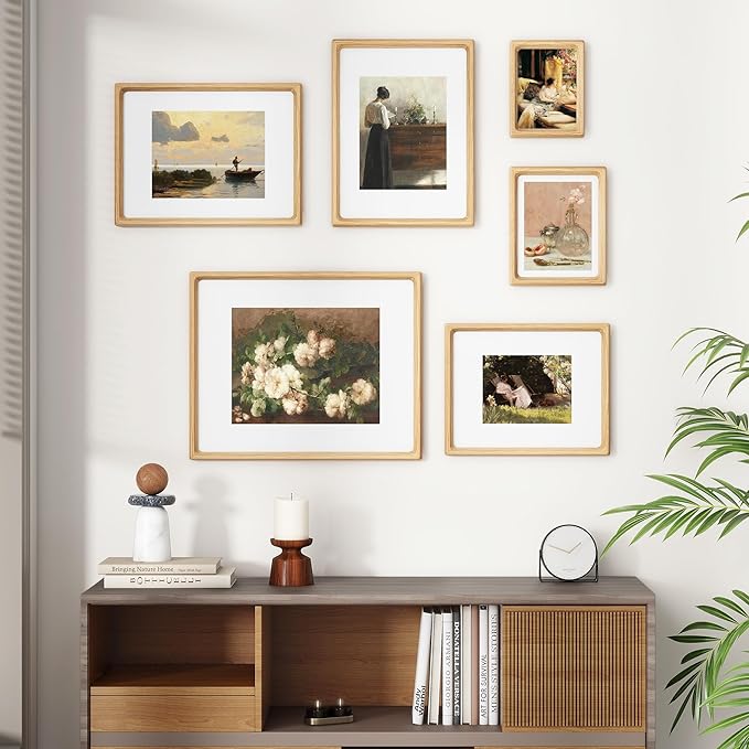 Heimlove 12x18 Picture Frames Natural Oak,Original Wood Hand Make Crafted Certificate Frame with Mat to 8.5x11 Graduation Picture Display,Family Picture,Wedding Picture,Diploma,Photo Wall Mounted