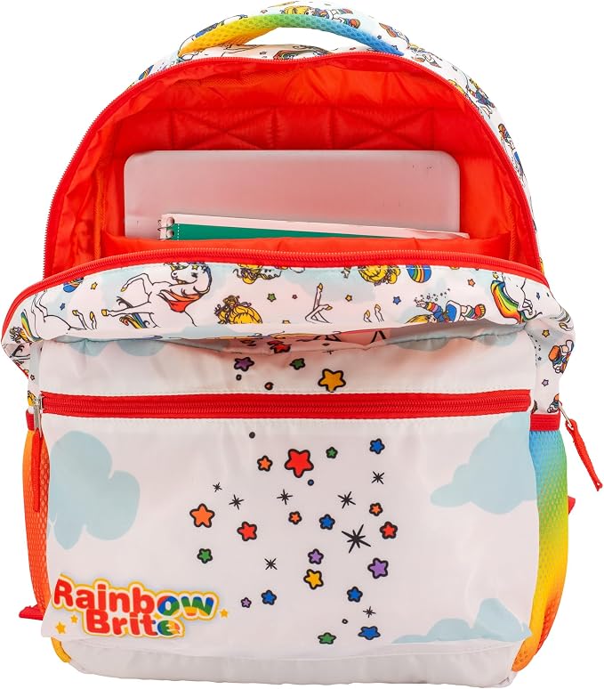 AI ACCESSORY INNOVATIONS Rainbow Brite Backpack for Girls, 16 x 12 x 5 inch School Bag with Laptop Pocket