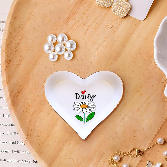 Daisy Ring Holder Dish Tray, Gifts For Women Teens Girls, Daisy Lovers Themed Stuff Accessories Things Decor Merch, Home Room Ring Earrings Necklace Organizer Holder!