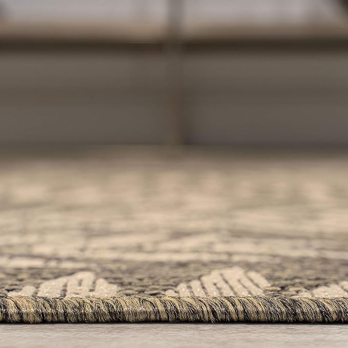 JONATHAN Y Palm Frond Indoor Outdoor Runner Rug 2X8 Brown/Beige, Nevis for Backyard, Patio, Porch, Easy-Cleaning, High Traffic, Pet-Friendly, Non-Shedding (SMB119A-28)
