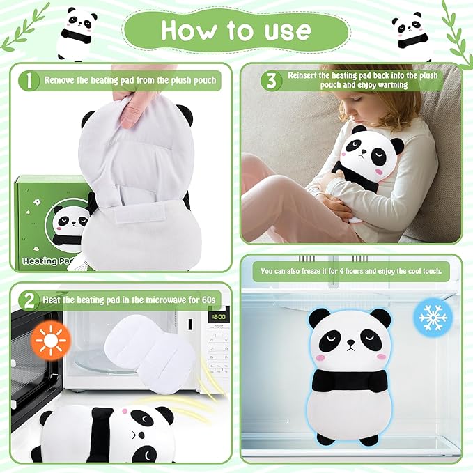 Panda Microwavable Heating Pad for Period Cramps,Cute Animal Microwave Heating Pad for Kids Women,Panda Plush Heated Pad for Birthday Mother's Day,Heating Pads for Pain Relief with Lavender Scented