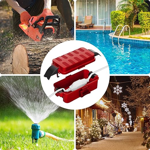 Flemoon IP55 Small Outdoor Electrical Box Waterproof (Inner 5.9 x 3.2 x 1.8inch), Extension Cord Cover with Detachable Awning Covers for Plug, Outlet, Holiday Lights, Red