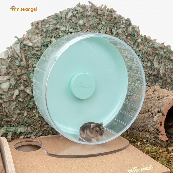 Niteangel Super-Silent Hamster Exercise Wheels: Quiet 10 inch Running Wheel | Can 10.6-13.4" Adjustable Height - No Bend Back Spinner Running for Dwarf Syrian Hamster Gerbils Mice Or Other Small Animal