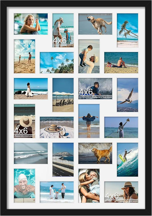22x32 Collage Picture Frame 4x6 Picture Frames Collage Wall Decor Displays twenty four 4x6 inch Photos Available Horizontal Wall Mounting Display and Vertical Black