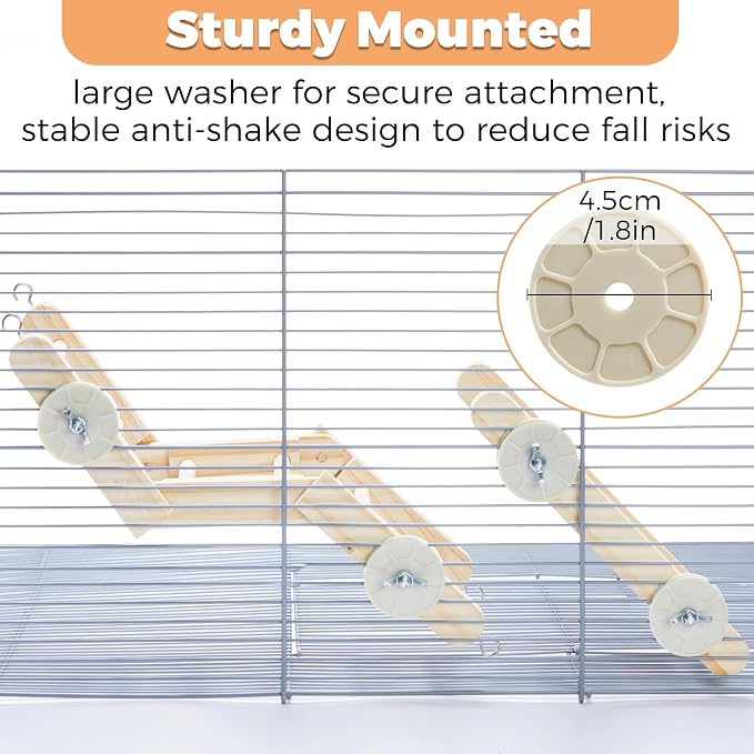 2Pcs Adjustable Wood Rat Climbing Toys for Cage, Rodent Ladder Stair | Pet Rat Cage Accessories Climbing Platforms, Rats Enrichment Toy Activities, Hanging Rodent Toys for Pet Rats Playing Chewing