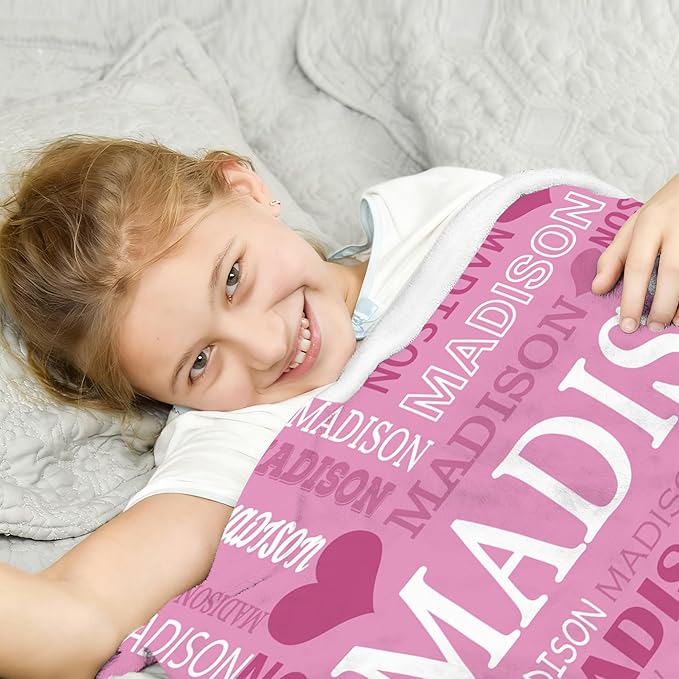 Ships Next Day- Custom Blanket with Name, Personalized Kids Throw Blankets, Teen Girl Gifts Trendy Stuff, Christmas Birthday Gifts for Boys Girls