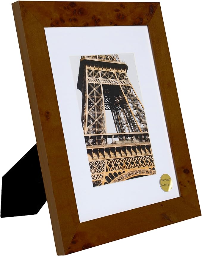 Concepts DHD, Burl Wood Picture frame, Wallhung Or Tabletop Décor In Bulk, Table Or Wall Photo Collage (8x10 matted to 5x7, 4 Pack)